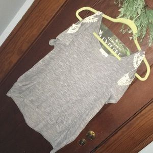 Aeropostale cold shoulder grey shirt